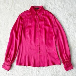 VTG ESCADA Woman Pink 100% Silk Button Down Blouse EU34 Luxury Designer Classic